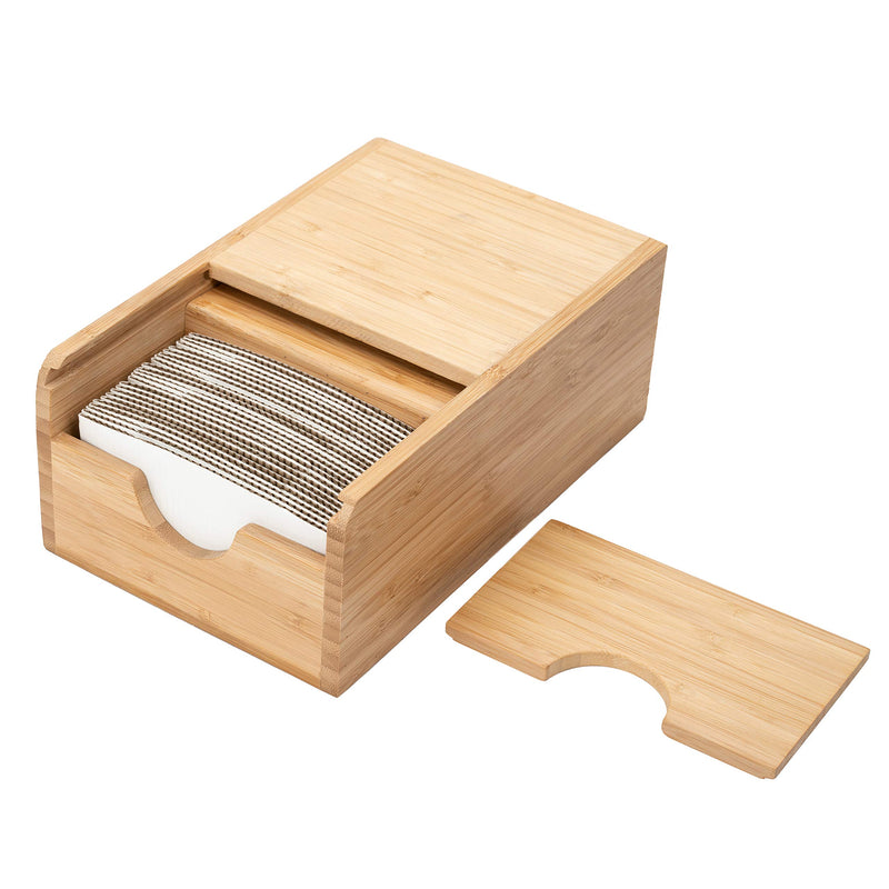[Australia - AusPower] - Restpresso 12 x 5.75 x 3.75 Inch Coffee Cup Sleeve Dispenser, 1 Compact Coffee Sleeve Holder - Spring-Loaded Design, For Homes or Restaurants, Natural Bamboo Coffee Sleeve Organizer 