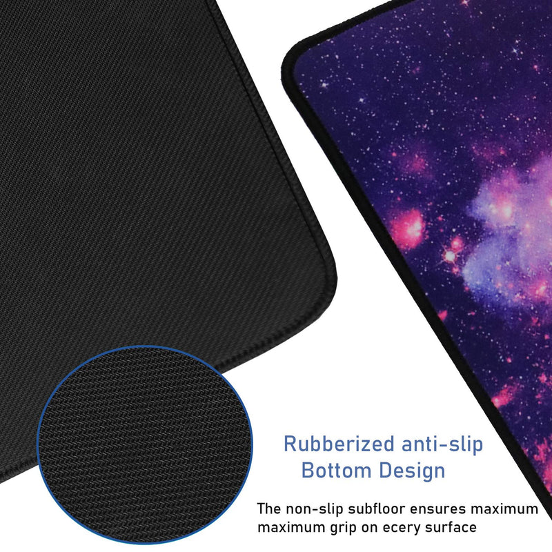[Australia - AusPower] - Gaming Mouse Pad, 31.5x15.7x0.12 inch Waterproof Computer Keyboard Mouse Mat Non-Slip Mousepad Rubber Base and Stitched Edges for Game Players, Office, Study, Esports Pros, Home, Desktop galaxy 