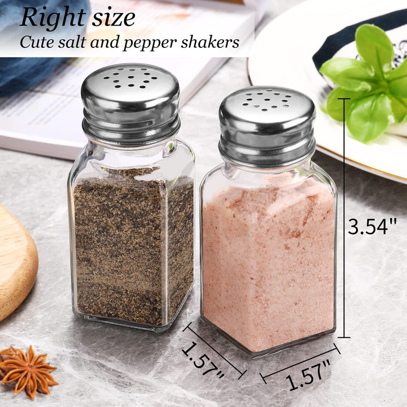 [Australia - AusPower] - Glass Salt and Pepper Shakers Set ,DWTS Salt Shakers with Stainless Steel Lid-Clear Glass Spice Jars,Clear to Know When to Fill,Best Farmhouse Kitchen Decoration Transparent Glass 