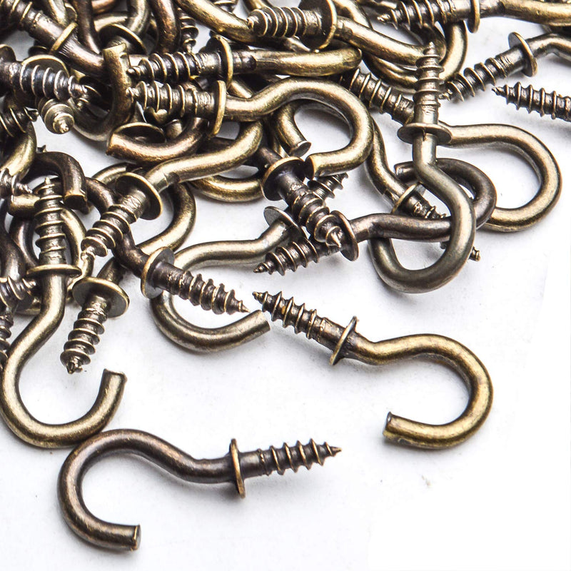 [Australia - AusPower] - 100pcs 1/2inch Bronze Mini Screw-in Cup Hooks Screw Hooks Cup Ceiling Hooks Jewelry Hooks Screw-in Hangers for Indoor and Outdoor Use 1/2 Inch 