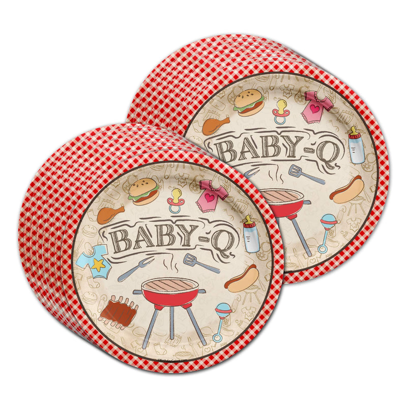 [Australia - AusPower] - Birthday Galore Baby-Q Baby Shower Party Supplies Set Plates Napkins Cups Tableware Kit for 16 