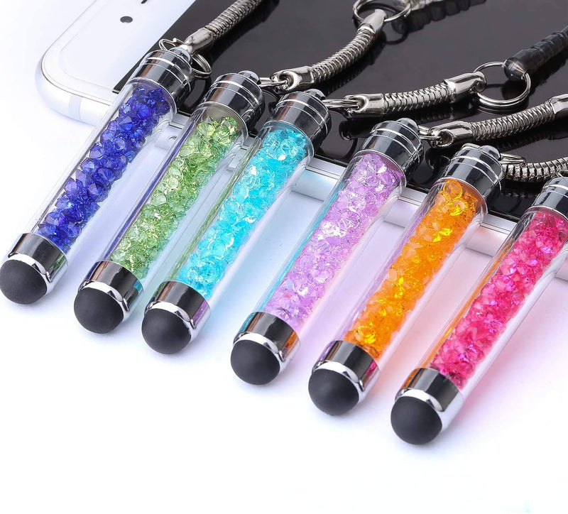 [Australia - AusPower] - Mini Stylus 10Pcs Colorful Stylus Crystal Capacitive Mini Stylus Touch Jack Dust Cap Pen Capacitive Touch Screen Compatible with iPhone Samsung Galaxy Android Tablets Smartphones iPads 
