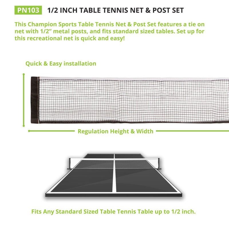 [Australia - AusPower] - Champion Sports Table Tennis Net & Post Set, 1/2" 