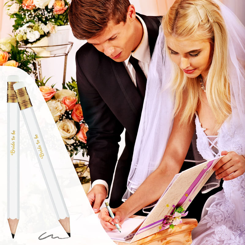 [Australia - AusPower] - 72 Pieces Wedding Pencils Pre Sharpened HB Short Half Pencil with Eraser Mini Pencils 4 Inch Game Pencil Bridal Pencils White Pocket Pencil for Wedding Shower Favors Presents Golf Classroom 