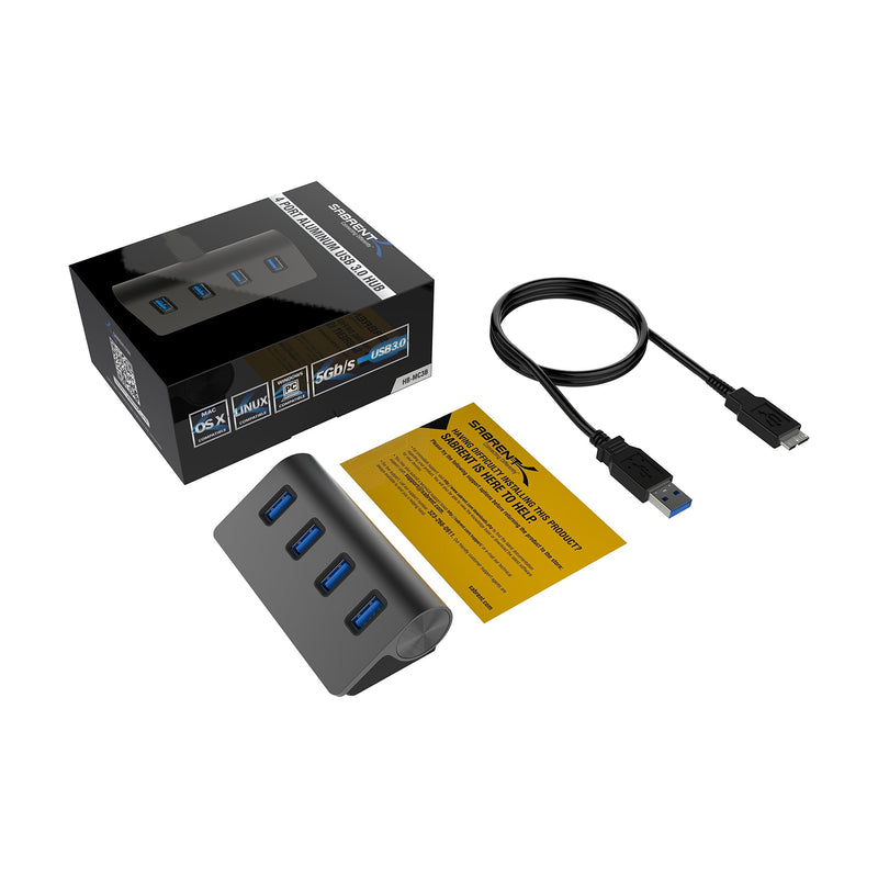 [Australia - AusPower] - SABRENT Premium 4 Port Black Aluminum USB 3.0 Hub (30" Cable) for iMac, MacBook, MacBook Pro, MacBook Air, Mac Mini, or Any PC [Black] (HB-MC3B) 