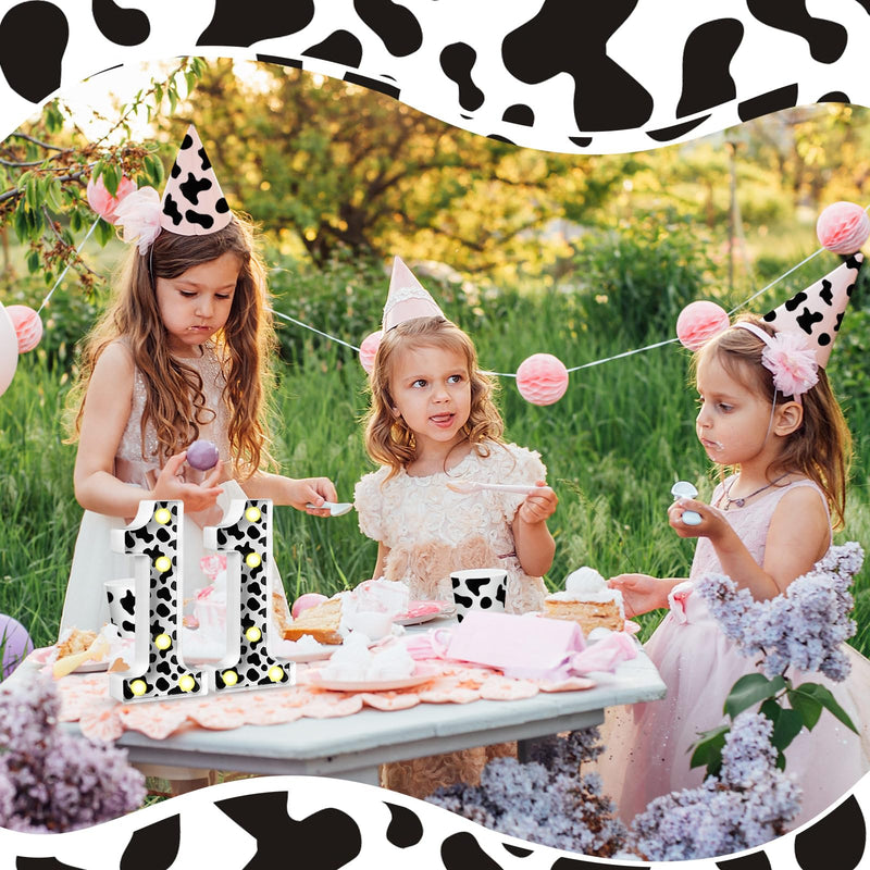 [Australia - AusPower] - VIHOSE Cow Print LED Numbers Birthday Decorations Decorative Light up Number Sign for Party Lighted Numbers Centrepiece for Cowgirl Farm Animal Cow Themed Birthday Party Supplies Home Decor(Number 1) Number 1 