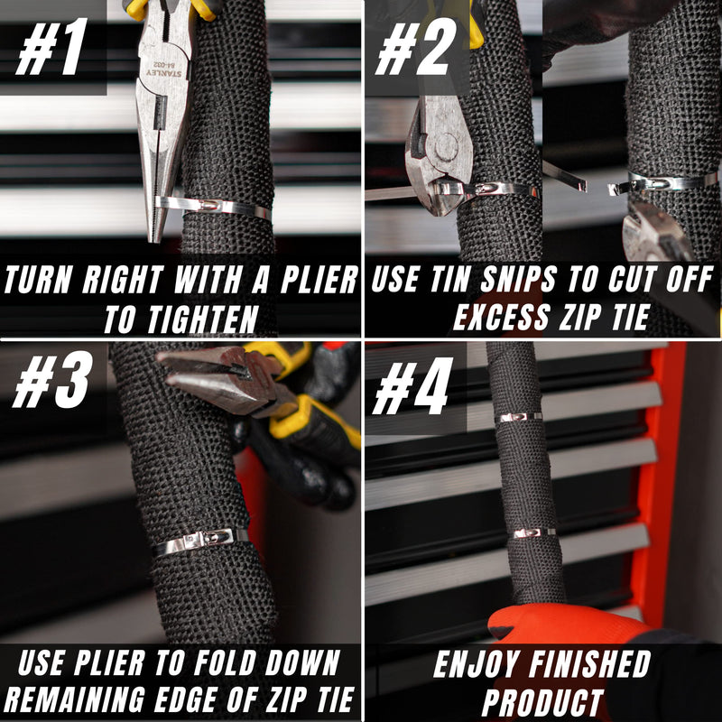 [Australia - AusPower] - SunplusTrade Metal Zip Ties, 100pcs 11.8 Inches Stainless Steel Zip Ties, Multi-Purpose Zip Ties Heavy Duty Cable Ties for Exhaust Wrap, Indoor, and Outdoor 