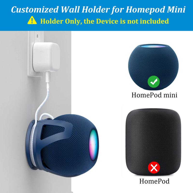 [Australia - AusPower] - PlusAcc for HomePod Mini Wall Mount - Holder Mount Compatible with Homepod Mini, No Muffled Sound, with Cord Management, Space Saving Accessories for Home Pod Mini (Blue) Blue-1 pack 