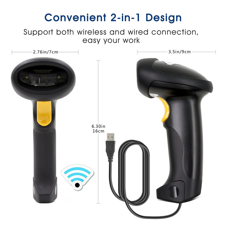 [Australia - AusPower] - TEEMI Wireless Barcode Scanner with Optional Stand Handheld Automatic 1D Laser Rechargeable Bar Code Reader for Windows PC Mac OS Linux Plug and Play (No Stand) No stand 
