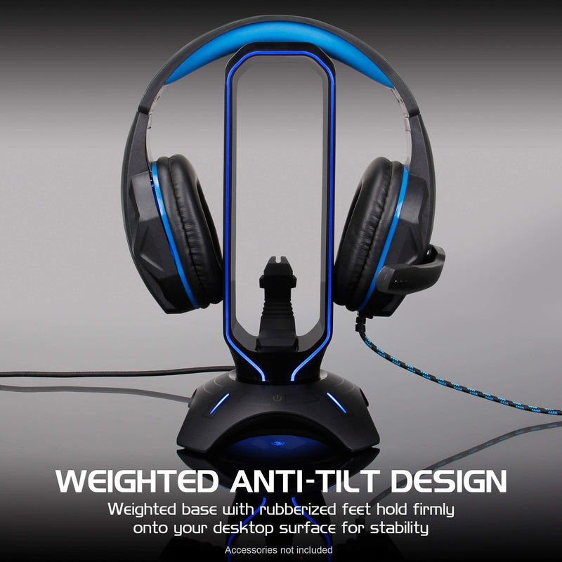 [Australia - AusPower] - ENHANCE Gaming Headset Stand - LED Headphone Stand with Mouse Bungee and 2 Port USB Hub - 7 RGB Colors + Color Changing Mode, Headset Holder, Mouse Bungee 3-in-1 Gaming Desktop Accessory 