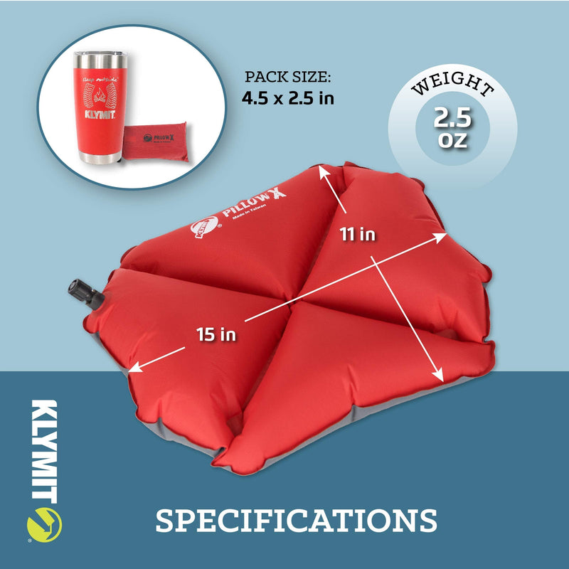 [Australia - AusPower] - Klymit Pillow X Inflatable Camping & Travel Pillow, Red/Gray 