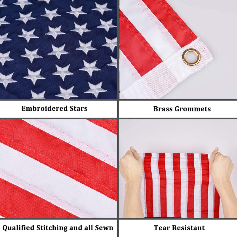 [Australia - AusPower] - Universal Boat Flag Marine 12"x18" with 4 Boat Flag Pole Kits USA Flag with 50 Embroidered Stars American Boat Flag 12x18 Inch 