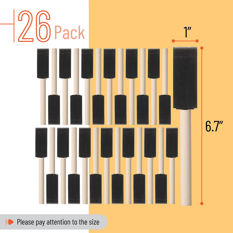 [Australia - AusPower] - Bates- Foam Paint Brushes, 26pcs, 1 Inch, Sponge Brushes, Sponge Paint Brush, Foam Brushes, Foam Brushes for Painting, Foam Brushes for Staining, Paint Sponges, Foam Brushes for Mod Podge 