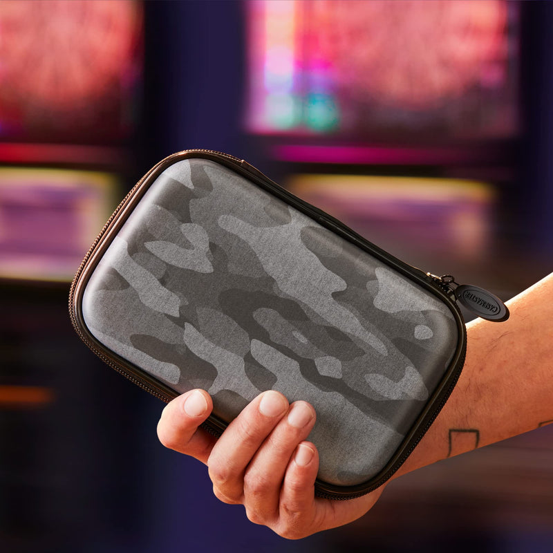 [Australia - AusPower] - Casemaster Sentinel 6 Dart Case, Holds Extra Accessories, Tips, Shafts and Flights, Compatible with Steel Tip and Soft Tip Darts, Impact & Water Resistant Tactech Shell, Black Camo 