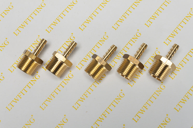 [Australia - AusPower] - LTWFITTING Brass Barb Fitting Coupler/Connector 1/4-Inch Hose ID x 1/2-Inch Male NPT Fuel(Pack of 5) 