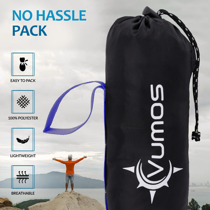 [Australia - AusPower] - Vumos Sleeping Bag Liner and Camping Sheet – Silk Like Material for Travel - Has Full Length Zipper Blue Single 