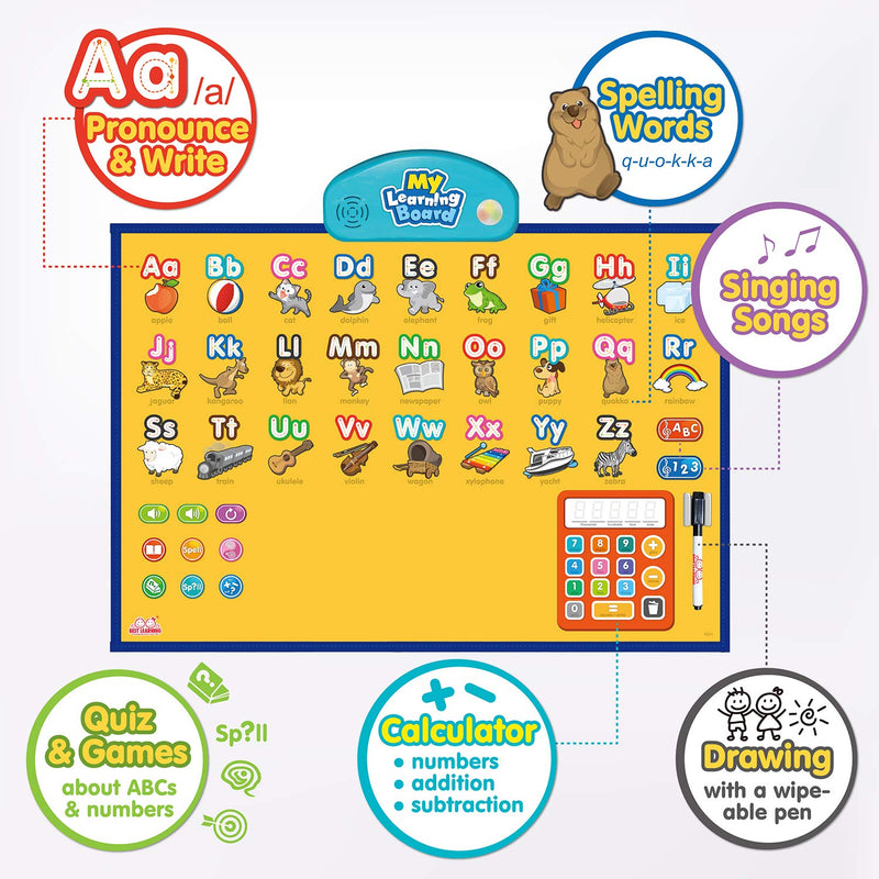 [Australia - AusPower] - BEST LEARNING i-Poster My Learning Board - Interactive Talking Alphabet Wall Chart, Learn ABC, 123s & Music Poster Toy for Toddlers & Kids at Daycare, Preschool, Kindergarten for Boys & Girls of Ages 3 to 6 Years Old Alphabet and Numbers 