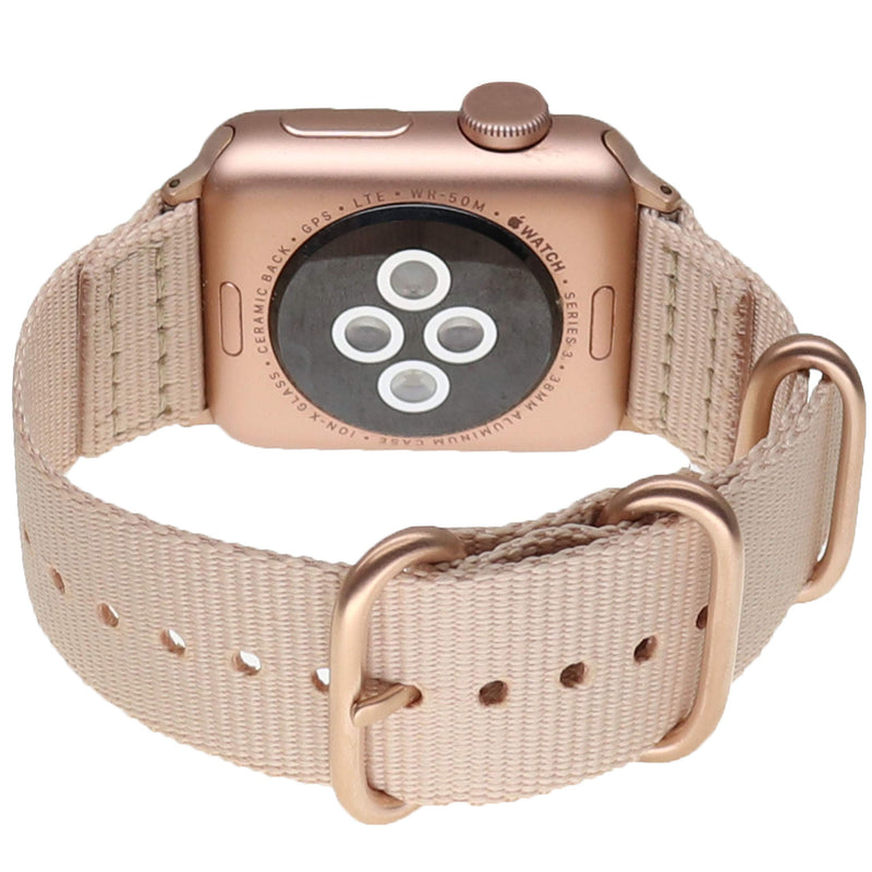 [Australia - AusPower] - Carterjett Compatible with Apple Watch Band 40mm 38mm Blushed Cream Nylon Replacement Strap Breathable Woven Rose Gold Adapters Buckle iWatch Series 6 5 4 3 2 1 (40 38 S/M/L Blushed Cream) Blushed Cream Nylon w/ Rose Gold hardware 38/40mm S/M/L (5"-7.5") 