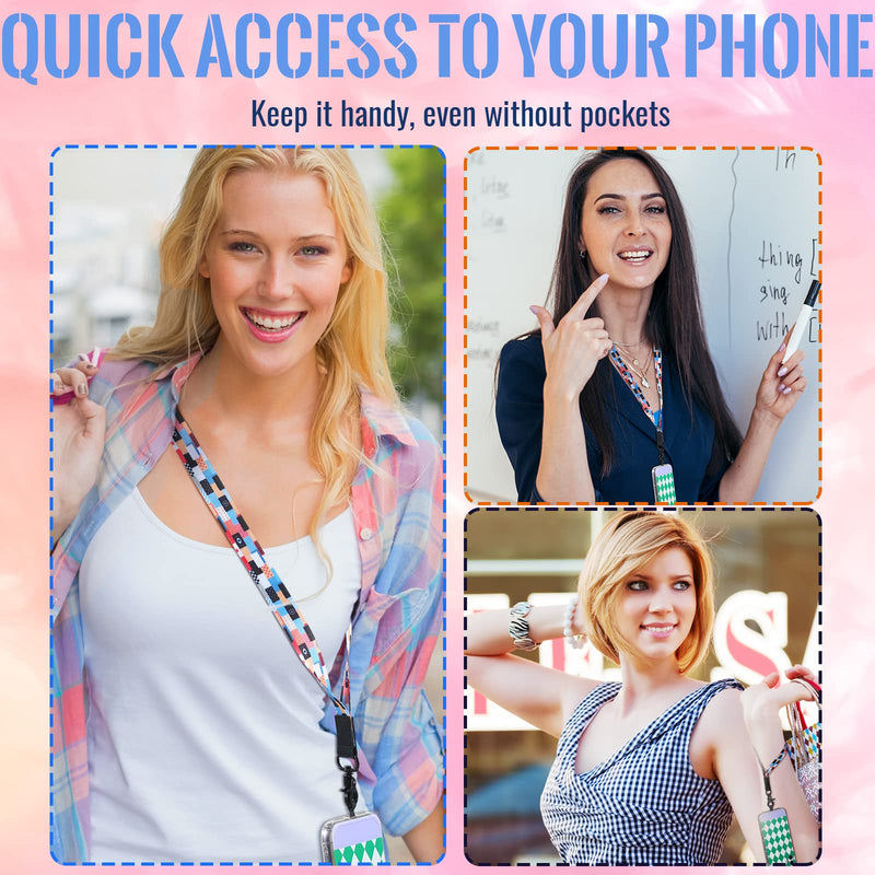 [Australia - AusPower] - Phone Lanyard Neck Crossbody Wrist Strap with 2 Durable Black Patches, Compatible with Most Smartphones, Suitable for Women Girls 