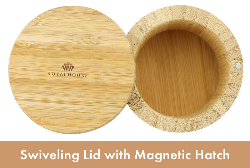[Australia - AusPower] - ROYALHOUSE Bamboo Salt Holder With Bamboo Lid, Healthy And Safe Storage For Salt,Pepper And More Herbs (Pack of 2) Pack Of 2 