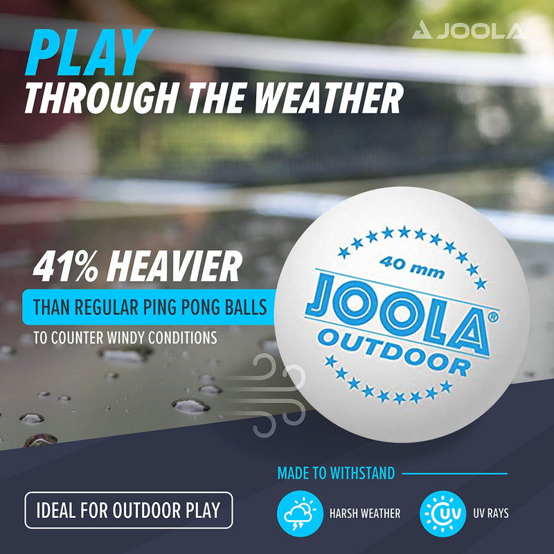[Australia - AusPower] - JOOLA Outdoor Table Tennis Balls - 6 Pack of 40mm Regulation Size Ping Pong Balls for Training and Recreational Play - Fun as a Cat Toy - Indoor and Outdoor Compatible- White 