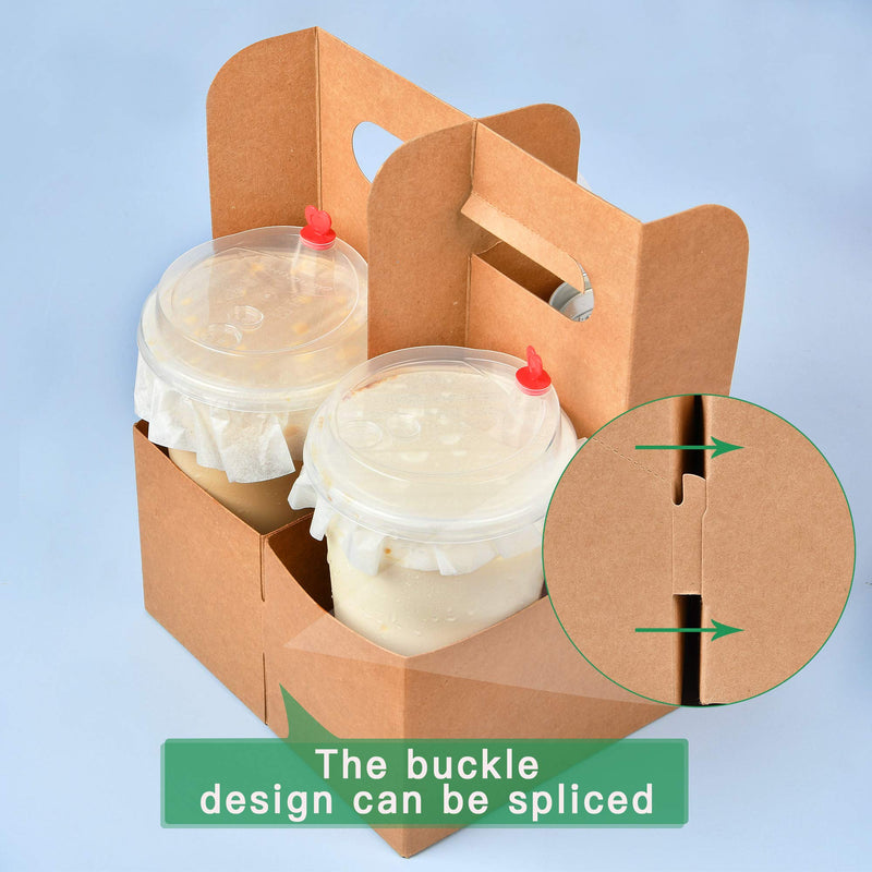 [Australia - AusPower] - 2 Cup Disposable Drink Carrier with Handle, Supkiir Kraft Paperboard Cup Holder for Hot or Cold Drinks, to Go Coffee Cup Holder for Food Delivery Service, 20 Count 