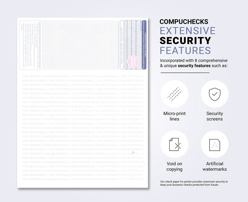 [Australia - AusPower] - Compuchecks 50 High Security Blank Check Stock - Checks on Top Two Perforated Vouchers on Bottom Compatible with QuickBooks, and Laser or Inkjet Printers, Check Paper Weight # 70 - Light Blue Art Deco 
