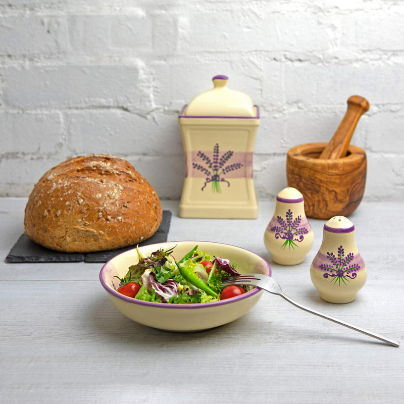 [Australia - AusPower] - Handmade Lavender Floral Purple And Cream Ceramic Salt and Pepper Pots, Shakers, Cruet Set, Holder, Housewarming Gift by City to Cottage® 
