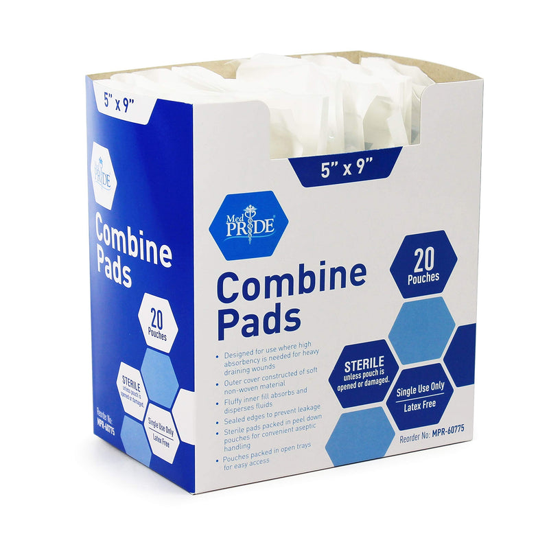 [Australia - AusPower] - Medpride Sterile Abdominal- ABD Combine Pads| 40-Pack, 5 x 9 Inches| Extra Absorbent & Thick, Individually Wrapped Wound Dressing, First Aid Pads| Surgical-Grade, Nonstick- for Heavy Leakage, Post Op 