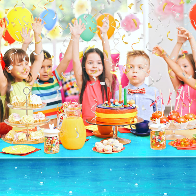 [Australia - AusPower] - 3 Pcs Underwater Bubbles Table Cover Ocean Waves Tablecloth Bubble Water Print Plastic Table Cover for Ocean Under The Sea Beach Pool Mermaid Birthday Party Baby Shower Supplies, 54 x 108 Inch 
