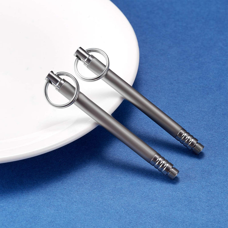 [Australia - AusPower] - 2 Pieces Portable Titanium Toothpicks Pocket Toothpick Metal Toothpick Holder for Outdoor Picnic and Camping (Silver) Silver 
