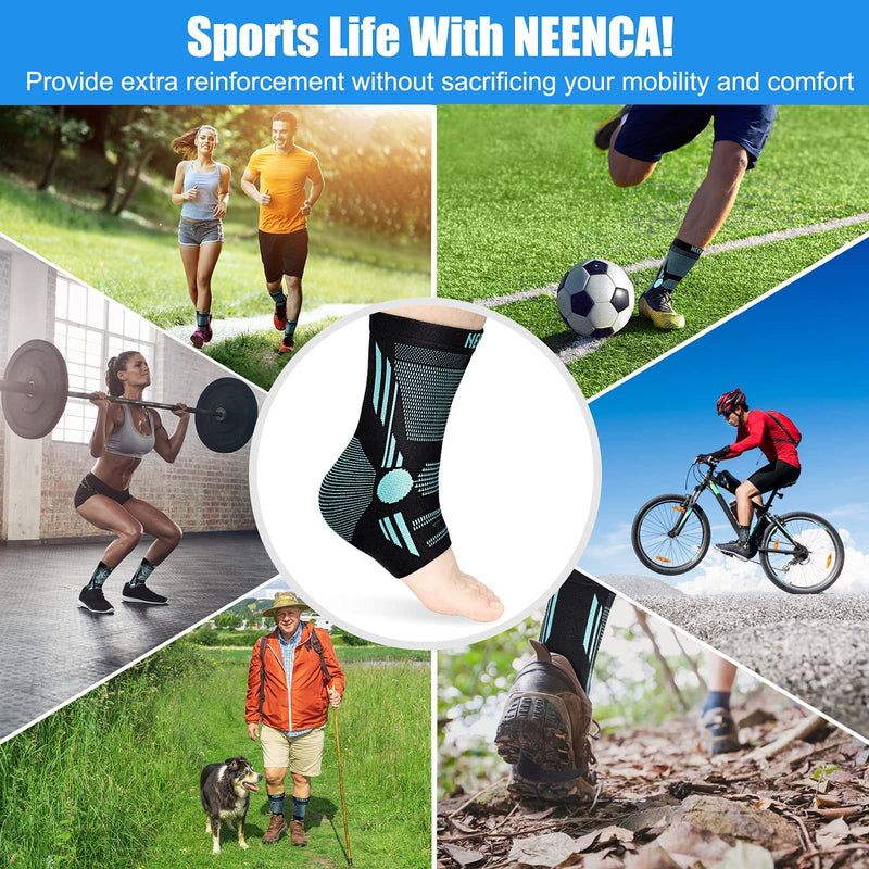 [Australia - AusPower] - NEENCA Professional Ankle Brace Compression Sleeve (Pair), Ankle Support Stabilizer Wrap. Heel Brace for Achilles Tendonitis, Plantar Fasciitis, Joint Pain,Swelling,Heel Spurs, Injury Recovery, Sports Blue Large 
