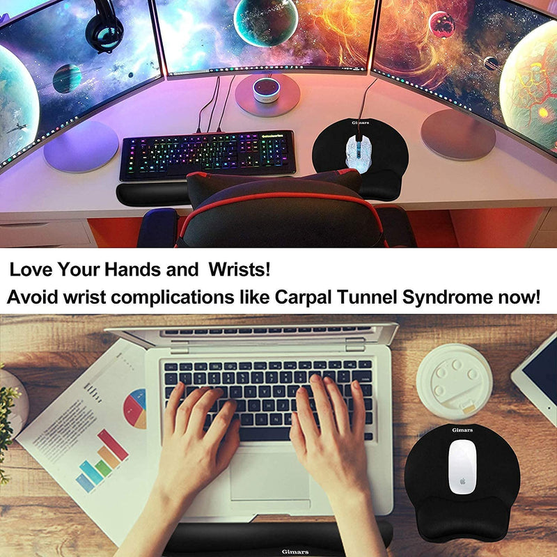 [Australia - AusPower] - Gimars Upgrade Enlarge Superfine Fibre Soft Smooth Gel Ergonomic Mouse Pad Wrist Support and Keyboard Wrist Rest for Computer, Laptop, Mac, Gaming and Office, Durable, Comfortable and Pain Relief Black 