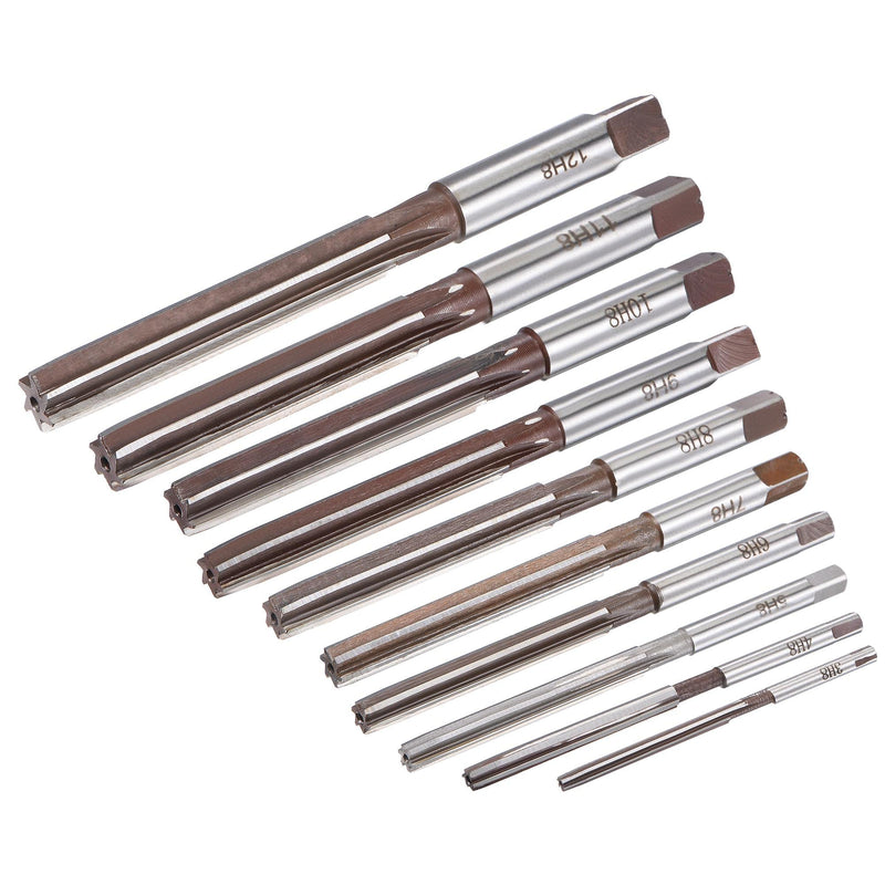 [Australia - AusPower] - uxcell Hand Reamers Set H8 Accuracy Alloy Tool Steel 6 Flutes Straight Shank Milling Cutter Tool 10pcs (3mm, 4mm, 5mm, 6mm, 7mm, 8mm, 9mm, 10mm, 11mm, 12mm) 