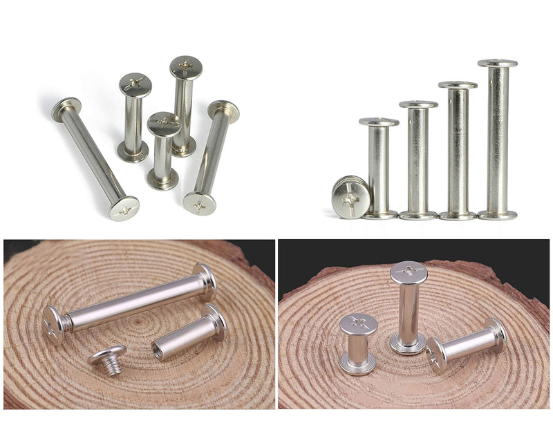 [Australia - AusPower] - LBY 120pcs Phillips Chicago Screws Binding Screw Posts,M5 x 10/15 /20/25 /30/35mm Book Screws,Binding Barrels and Screws Assortment Kit, for Leather Saddles Purses Belt Repair,Nickel-Plated M5 x 10/15 / 20 / 25 / 30 / 35mm 