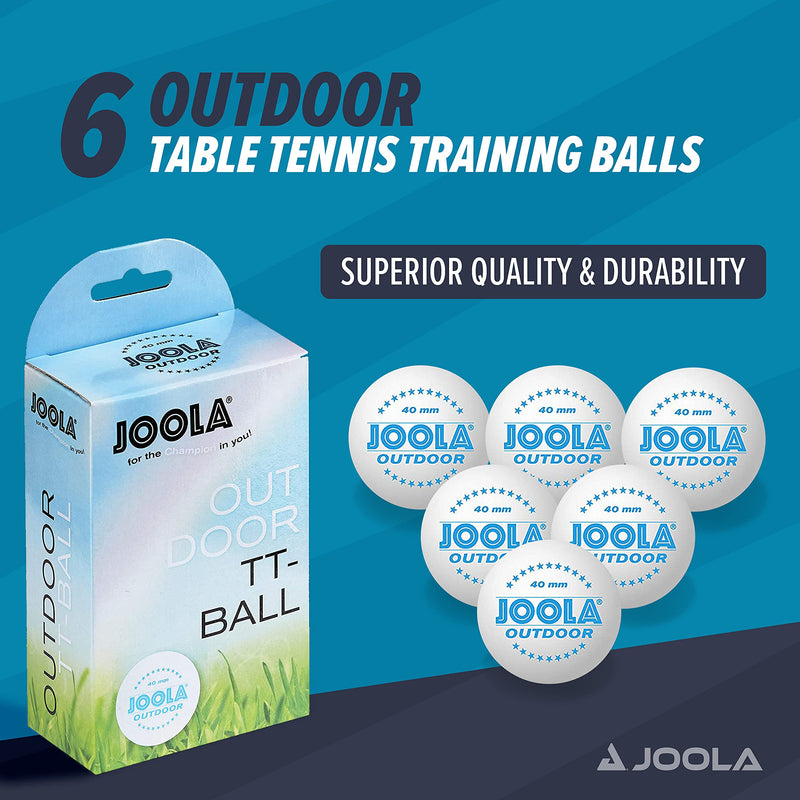 [Australia - AusPower] - JOOLA Outdoor Table Tennis Balls - 6 Pack of 40mm Regulation Size Ping Pong Balls for Training and Recreational Play - Fun as a Cat Toy - Indoor and Outdoor Compatible- White 