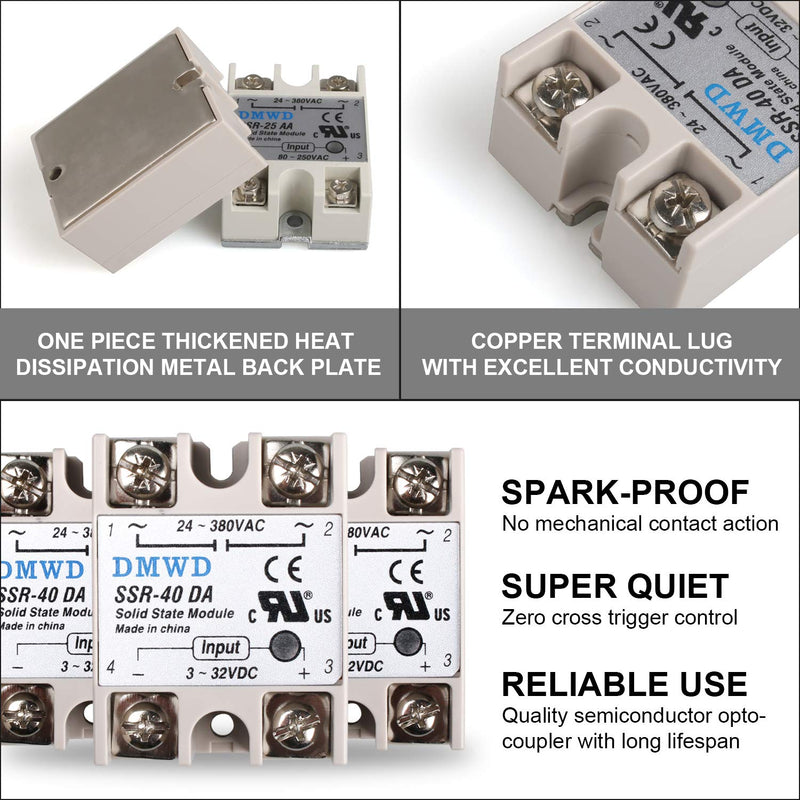 [Australia - AusPower] - SSR-25AA Solid State Relay AC to AC (Input 80-250V AC Output 24-380V AC) with Heat Sink, 25A 