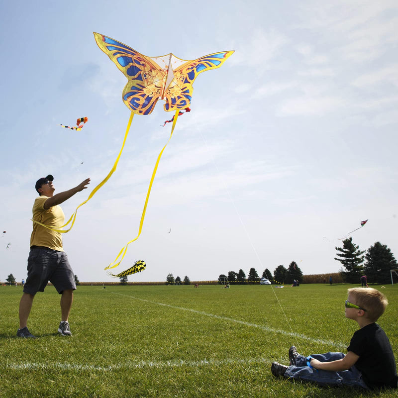 [Australia - AusPower] - Mint's Colorful Life Golden Mechanical Butterfly Kite for Kids & Adults Easy to Fly, Large Single Line Kite for The Beach with 300 FT String Kite Handle 