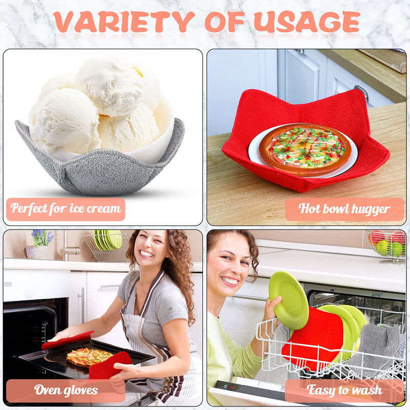 [Australia - AusPower] - 8 Pieces Microwave Safe Bowl Huggers Microwave Plate Huggers Hot Bowl Holder Protect Your Hands from Hot Dishes for Heating Soup (Red, Grey) 