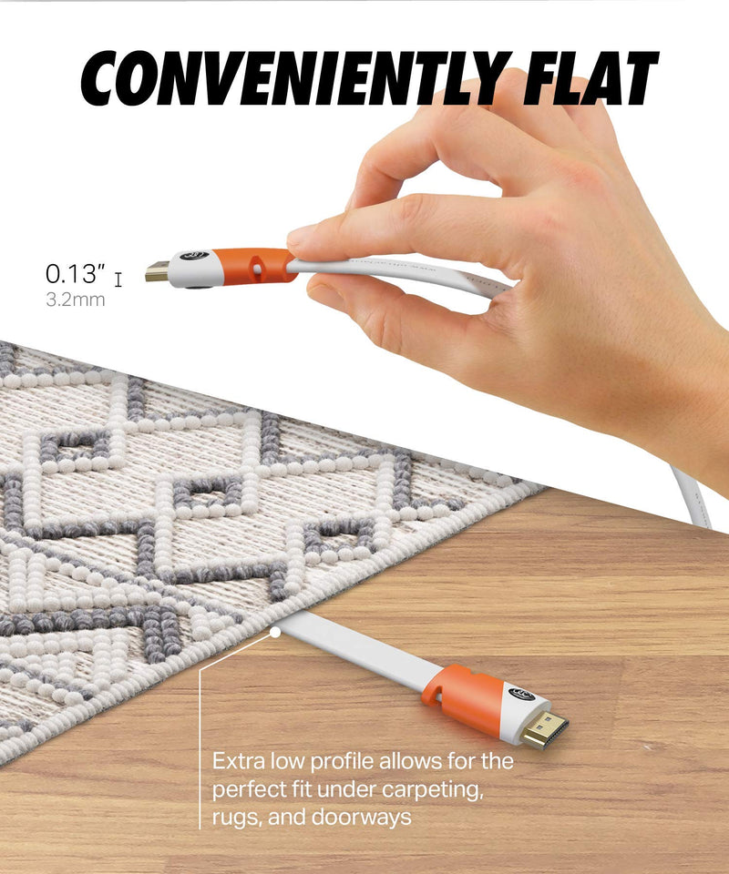 [Australia - AusPower] - Ultra Clarity Cables Flat HDMI Cable 30 ft - High Speed HDMI Cord - Supports, 4K Video at 60 Hz, 3D, 2160p - HDMI Latest Standard - CL3 Rated - 30 Feet 