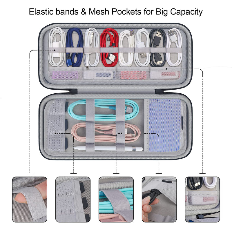 [Australia - AusPower] - Hard Electronics Organizer, Universal Travel Cable Organizers, Large Electronic Accessories Storage Case Bag for Laptop Adapter, Cord, Charger, Plug, Hard Drive, Earphone, USB Hub, Black 