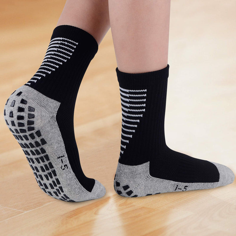 [Australia - AusPower] - JHM Kids Slipper Hospital Grip Athletic Sport Sockcs For Kids Youth Baby Boys Girls 4 Pairs Color#1 4-7 Years 