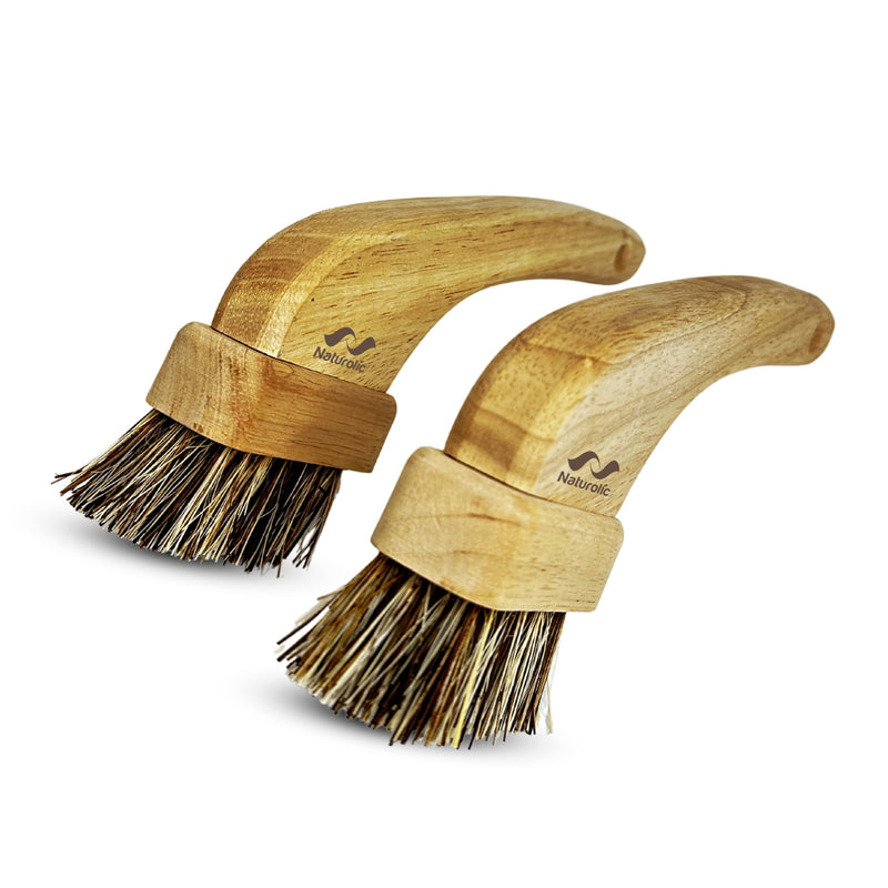 [Australia - AusPower] - Naturolic All-Natural Grout Brush Set | Palmyra and Tampico Bristles | Multi-Surface Deep Cleaner for Grout, Tile, Shower, Bathtub, Countertop | Eco Friendly Cleaning Products | Pack of 2 