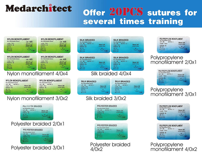 [Australia - AusPower] - Suture Practice Kit & Silicone Laparoscopic Suture Simulation Pad for Medical Student Suture Training, IncludeSuture Tools, Suture Thread & Needle 