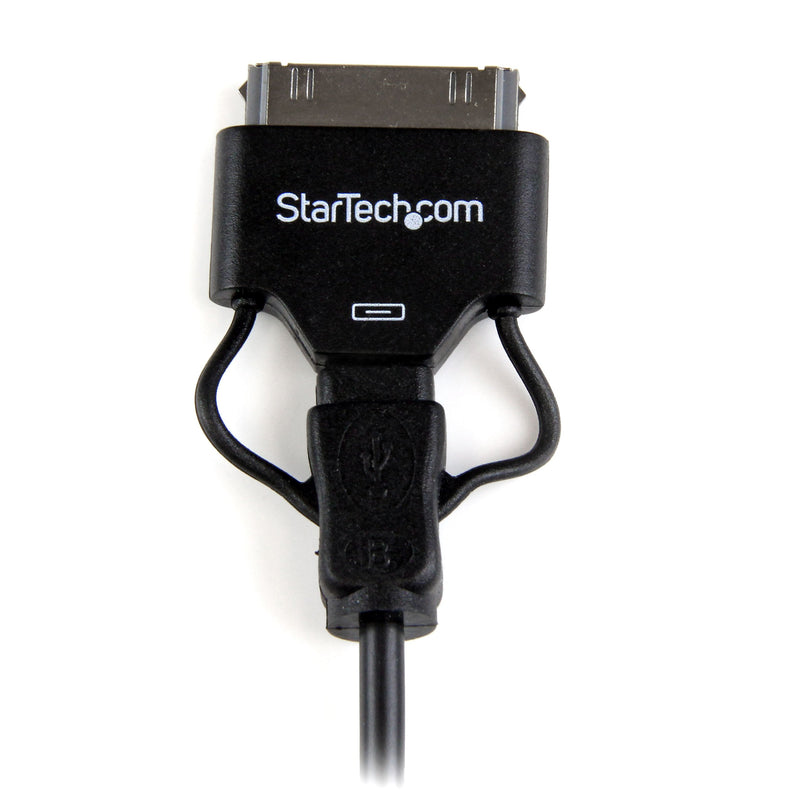 [Australia - AusPower] - StarTech.com 0.65m (2 ft) Short Apple 30-pin Dock Connector or Micro USB to USB Combo Cable for iPod / iPhone / iPad (USB2UBADC1M), Black 