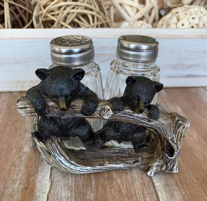 [Australia - AusPower] - Two Cute Hanging Black Bears Salt & Pepper Set - Rustic Cabin Cub Decor 