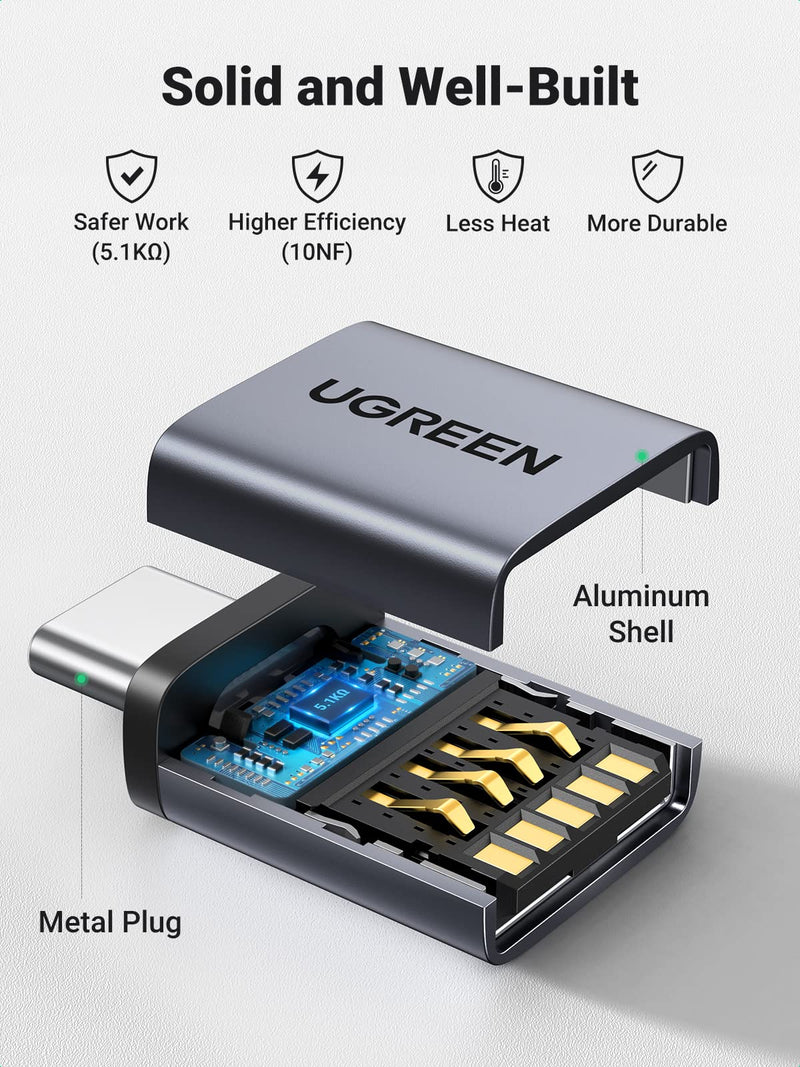 [Australia - AusPower] - UGREEN USB to USB C 3.0 Adapter 2 Pack,USB C to USB Adapter USB C Male to USB Female Adapter Compatible with Samsung S23 Ultra MacBook Pro 2023 / Air 2022 iPad Pro/Mini,Thunderbolt 4/3 Device Black 