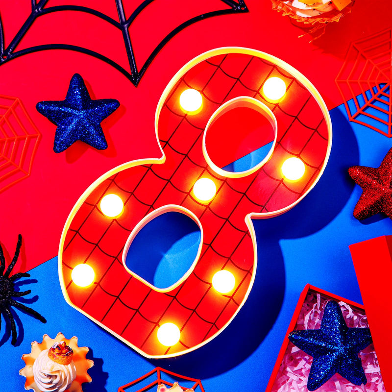 [Australia - AusPower] - VIHOSE Spider LED Number Lights Spider Birthday Decoration Spider Light up Numbers Kids Boy Man Spider Birthday Party Supplies Marquee Night Light for Christmas Gift Birthday Baby Shower(Number 8) Number 8 
