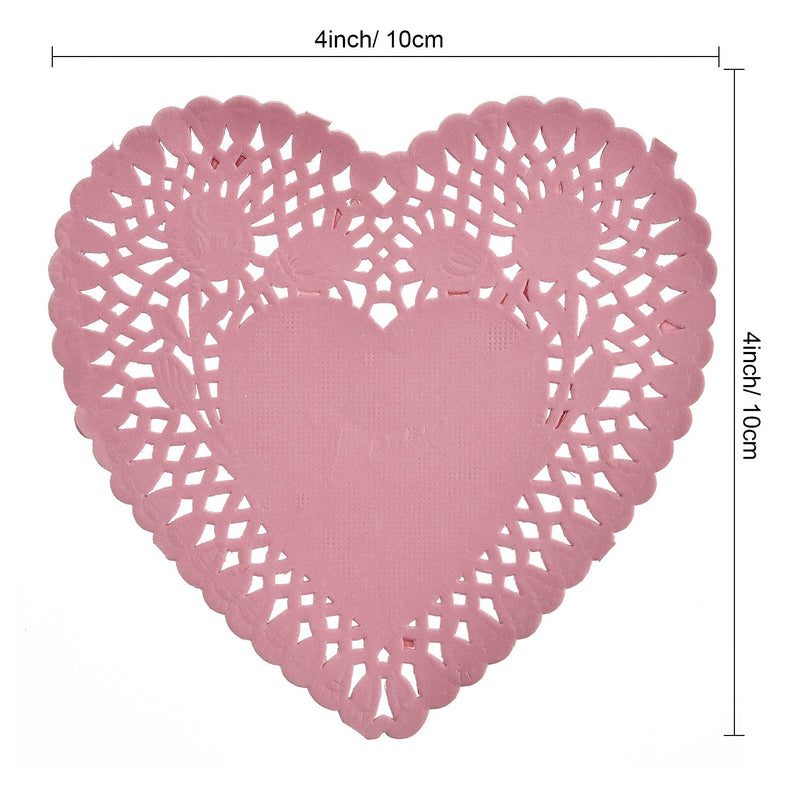 [Australia - AusPower] - TOODOO 150 Piecse Mini Heart Doilies 4 Inch Heart Shaped Paper Doilies with 3 Colors for Valentine's Day Decoration, Red, Pink and White 