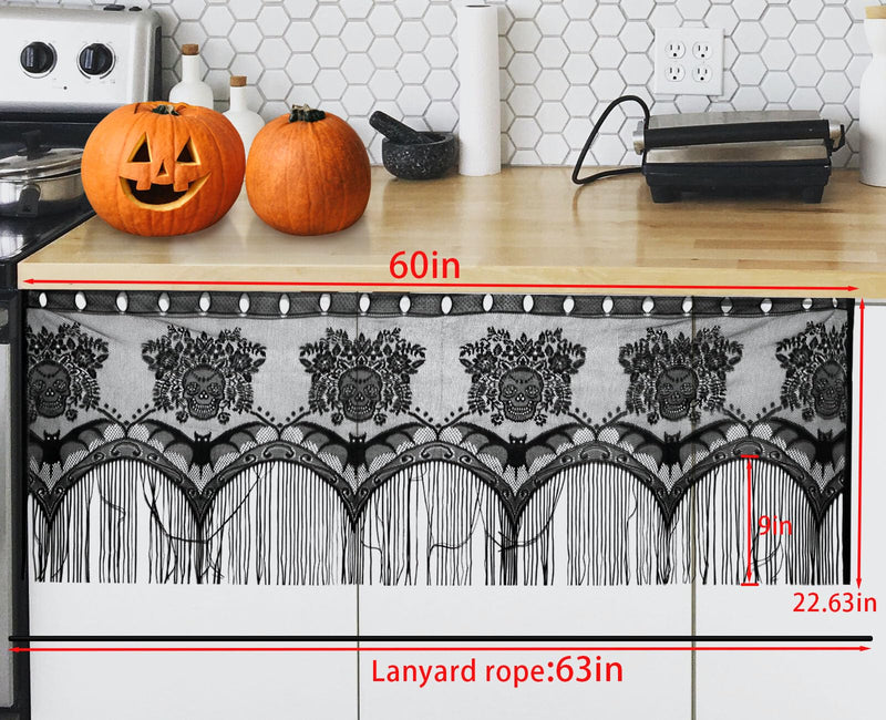 [Australia - AusPower] - BENLIUDH Halloween Lace Lamp Shades Set of 2, 62 X 22 Inch Black Skull Lamp Shade Cover for Halloween Window Festive Party Supplies 